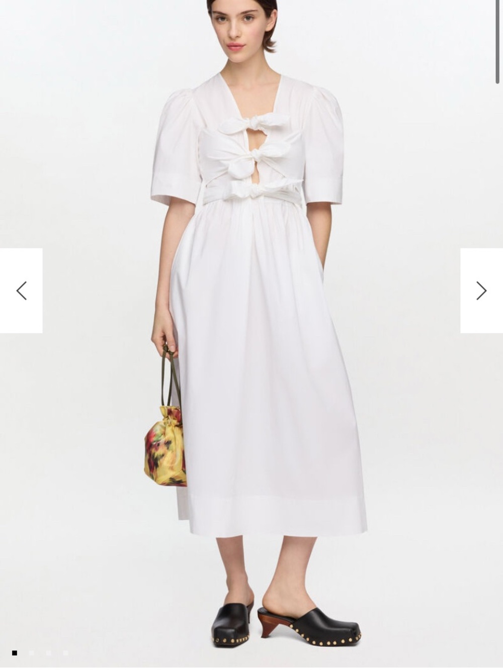 Ganni Cream Puff Sleeve Midi Dress